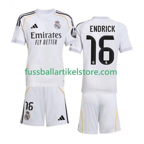 Real Madrid Heimausrüstung Endrick 16 2025-2026 Kinder Set(Trikot und Hose) S/S