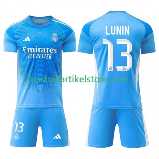 Real Madrid Heimausrüstung Torwart Andriy Lunin 13 2025-2026 Kinder Set(Trikot und Hose) S/S