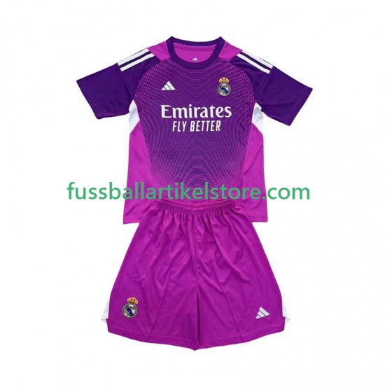 Real Madrid Auswärtsausrüstung Torwart 2025-2026 Kinder Set(Trikot und Hose) S/S
