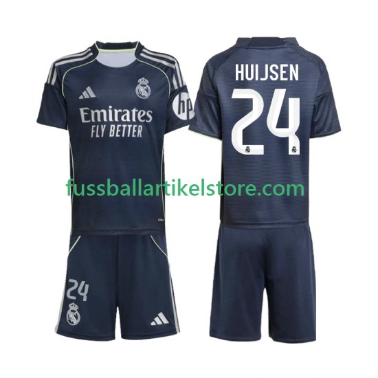 Real Madrid Auswärtsausrüstung Huijsen 24 2025-2026 Kinder Set(Trikot und Hose) S/S