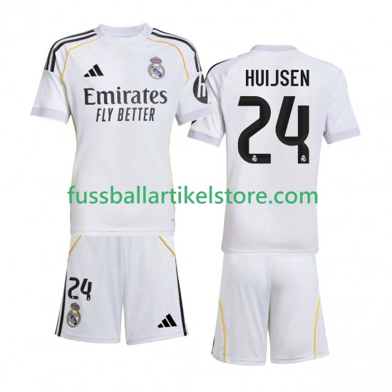 Real Madrid Heimausrüstung Huijsen 24 2025-2026 Kinder Set(Trikot und Hose) S/S