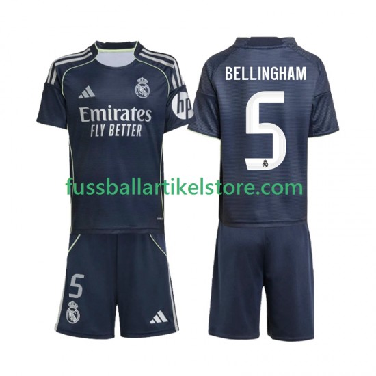 Real Madrid Auswärtsausrüstung Jude Bellingham 5 2025-2026 Kinder Set(Trikot und Hose) S/S