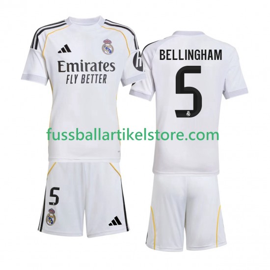 Real Madrid Heimausrüstung Jude Bellingham 5 2025-2026 Kinder Set(Trikot und Hose) S/S