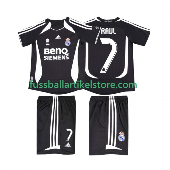 Real Madrid Auswärtsausrüstung RAUL 7 Retro 2006 2007 Kinder Set(Trikot und Hose) S/S
