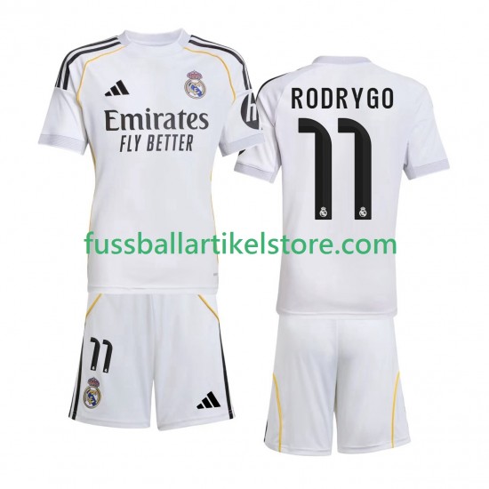 Real Madrid Heimausrüstung Rodrygo 11 2025-2026 Kinder Set(Trikot und Hose) S/S
