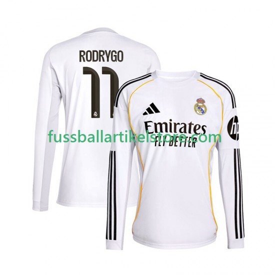 Real Madrid Heimausrüstung Rodrygo 11 2025-2026 Herren Trikot L/S