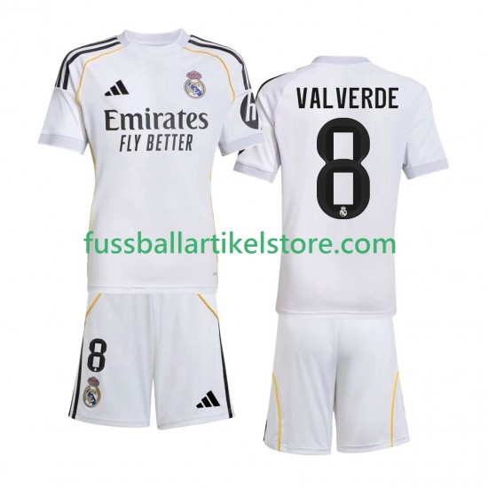 Real Madrid Heimausrüstung Valverde 8 2025-2026 Kinder Set(Trikot und Hose) S/S