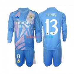 Real Madrid Heimausrüstung Torwart Andriy Lunin 13 2024-2025 Kinder Set(Trikot und Hose) L/S
