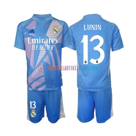 Real Madrid Heimausrüstung Torwart Andriy Lunin 13 2024-2025 Kinder Set(Trikot und Hose) S/S