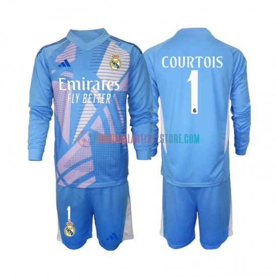 Real Madrid Heimausrüstung Torwart Thibaut Courtois 1 2024-2025 Kinder Set(Trikot und Hose) L/S