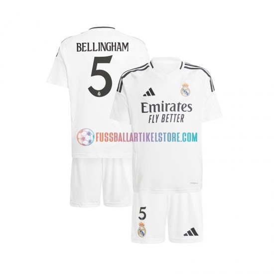 Real Madrid Heimausrüstung Jude Bellingham 5 2024-2025 Kinder Set(Trikot und Hose) Weiß S/S