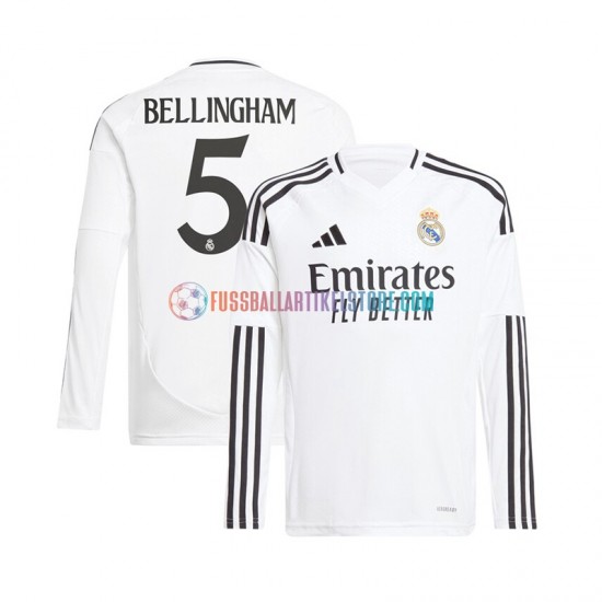 Real Madrid Heimausrüstung Jude Bellingham 5 2024-2025 Herren Trikot Weiß L/S