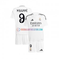 Real Madrid Heimausrüstung Mbappé Kylian 9 2024-2025 Kinder Set(Trikot und Hose) Weiß S/S