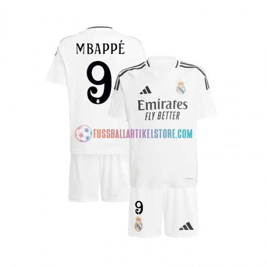 Real Madrid Heimausrüstung Mbappé Kylian 9 2024-2025 Kinder Set(Trikot und Hose) Weiß S/S