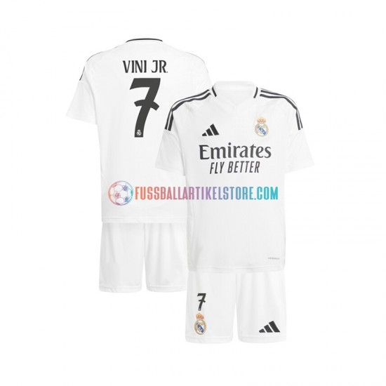 Real Madrid Heimausrüstung Vinicius Junior 7 2024-2025 Kinder Set(Trikot und Hose) Weiß S/S