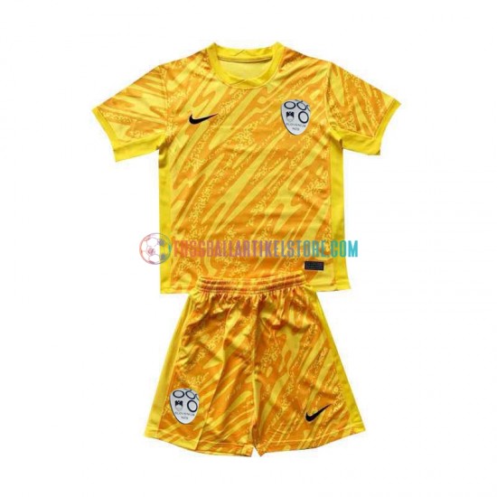 Slowenien Heimausrüstung Torwart Euro 2024 Kinder Set(Trikot und Hose) Gelb S/S