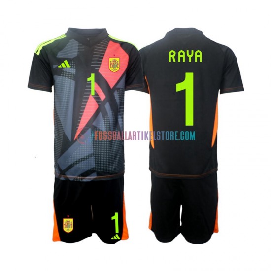 Spanien Auswärtsausrüstung Torwart David Raya 1 Euro 2024 Kinder Set(Trikot und Hose) S/S