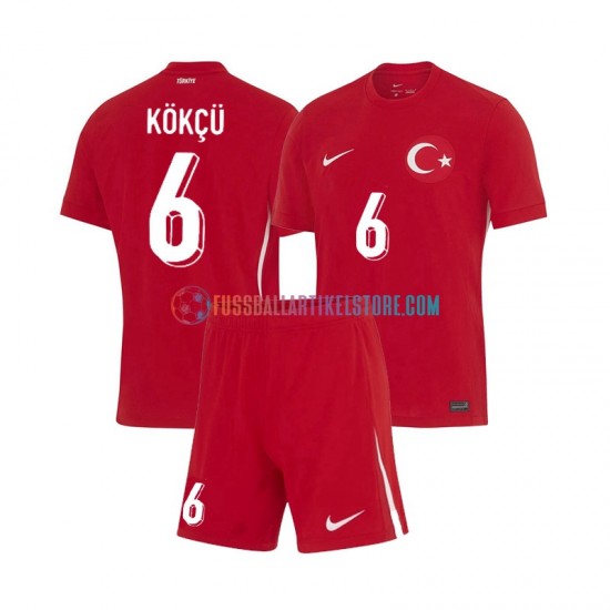 Türkei Auswärtsausrüstung Orkun Kokcu 6 Euro 2024 Kinder Set(Trikot und Hose) S/S