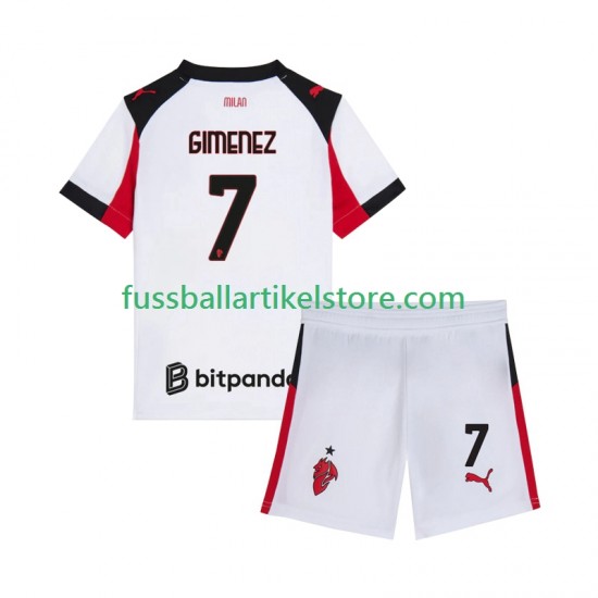 AC Mailand Auswärtsausrüstung Santiago Gimenez 7 2025-2026 Kinder Set(Trikot und Hose) S/S