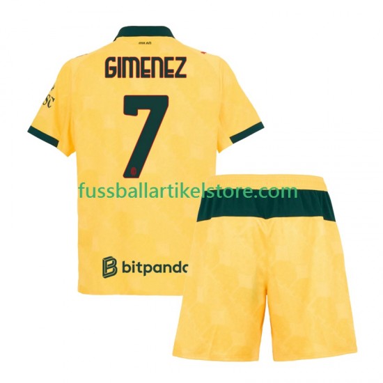AC Mailand Ausweichausrüstung Santiago Gimenez 7 2025-2026 Kinder Set(Trikot und Hose) S/S