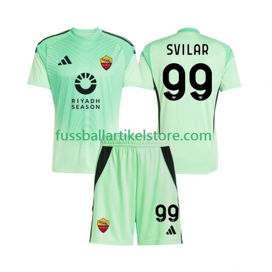 AS Rom Auswärtsausrüstung Viertesausrüstung Torwart Mile Svilar 99 2025-2026 Kinder Set(Trikot und Hose) S/S