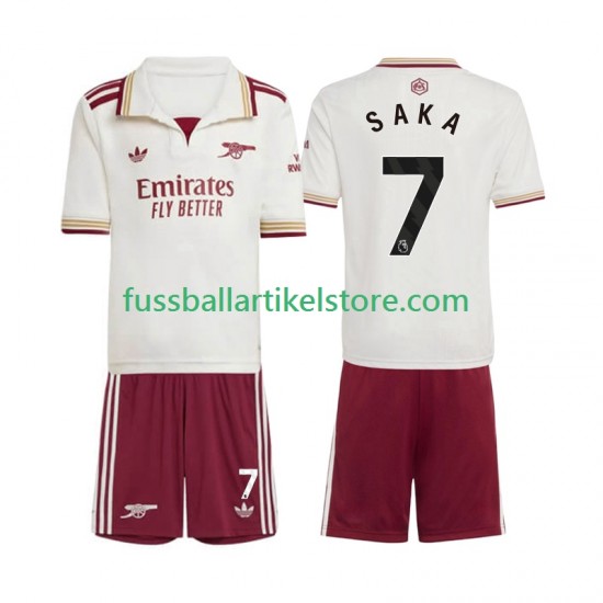 Arsenal Ausweichausrüstung Bukayo Saka 7 2025-2026 Kinder Set(Trikot und Hose) S/S