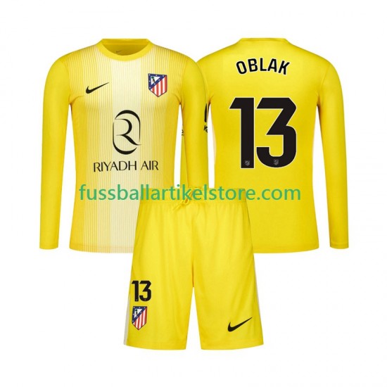 Atlético Madrid Heimausrüstung Torwart Jan Oblak 13 2025-2026 Kinder Set(Trikot und Hose) L/S
