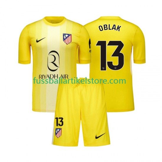 Atlético Madrid Heimausrüstung Torwart Jan Oblak 13 2025-2026 Kinder Set(Trikot und Hose) S/S