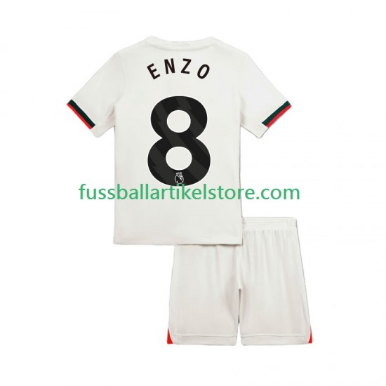 Chelsea Auswärtsausrüstung Enzo Fernandez 8 2025-2026 Kinder Set(Trikot und Hose) S/S