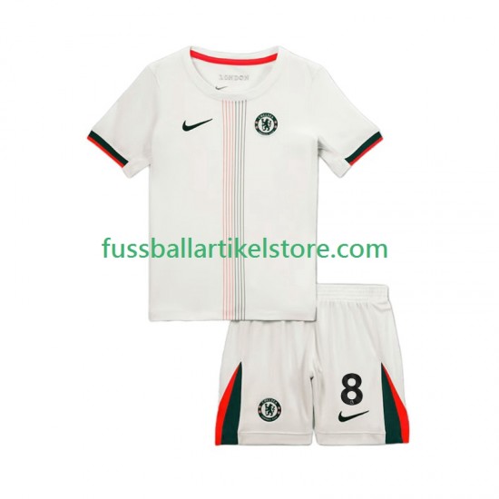 Chelsea Auswärtsausrüstung Enzo Fernandez 8 2025-2026 Kinder Set(Trikot und Hose) S/S