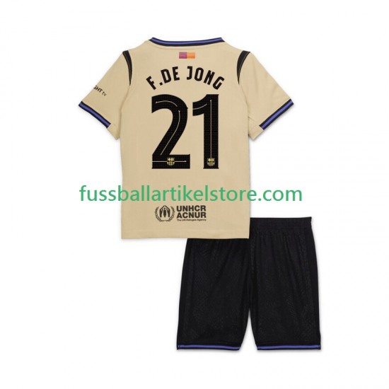 FC Barcelona Auswärtsausrüstung Frenkie de Jong 21 UCL 2025-2026 Kinder Set(Trikot und Hose) S/S