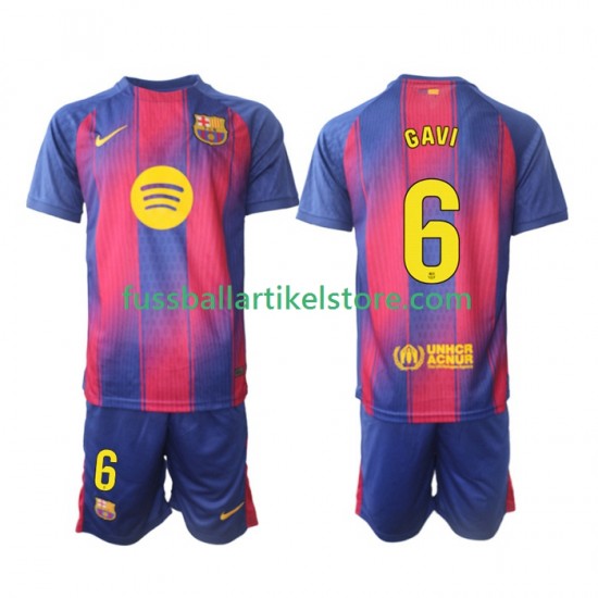 FC Barcelona Heimausrüstung Gavi 6 2025-2026 Kinder Set(Trikot und Hose) S/S