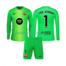 FC Barcelona Heimausrüstung Torwart Ter Stegen 1 2025-2026 Kinder Set(Trikot und Hose) L/S