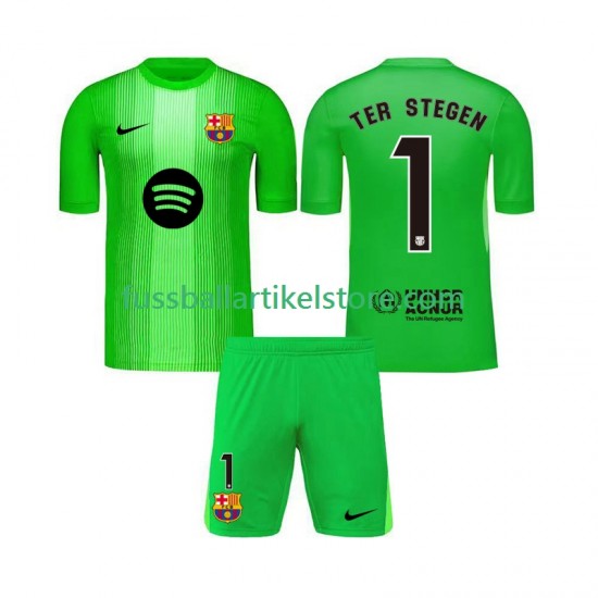 FC Barcelona Heimausrüstung Torwart Ter Stegen 1 2025-2026 Kinder Set(Trikot und Hose) S/S
