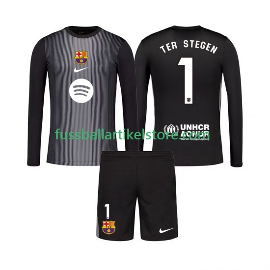 FC Barcelona Ausweichausrüstung Torwart Ter Stegen 1 2025-2026 Kinder Set(Trikot und Hose) L/S