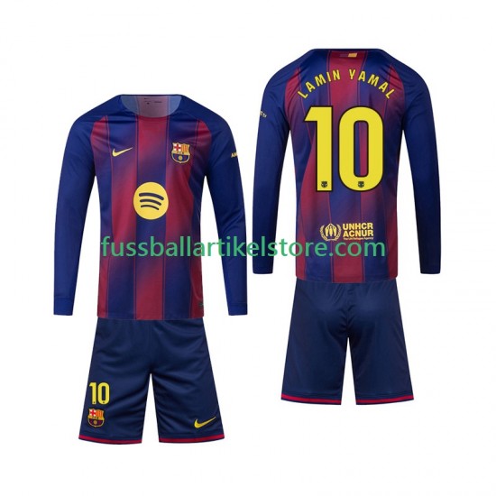 FC Barcelona Heimausrüstung Lamine Yamal 10 2025-2026 Kinder Set(Trikot und Hose) L/S