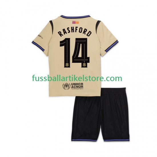 FC Barcelona Auswärtsausrüstung Marcus Rashford 14 UCL 2025-2026 Kinder Set(Trikot und Hose) S/S