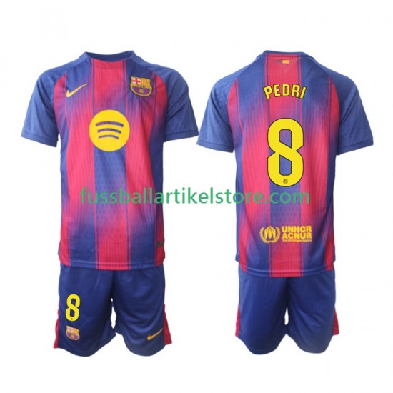 FC Barcelona Heimausrüstung Pedri 8 2025-2026 Kinder Set(Trikot und Hose) S/S