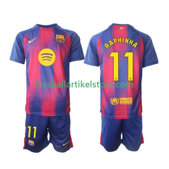 FC Barcelona Heimausrüstung Raphinha 11 2025-2026 Kinder Set(Trikot und Hose) S/S
