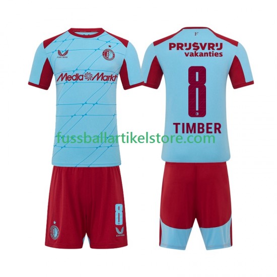 Feyenoord Rotterdam Ausweichausrüstung Quinten Timber 8 2025-2026 Kinder Set(Trikot und Hose) S/S