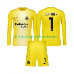 Inter Mailand Auswärtsausrüstung Torwart Yann Sommer 1 2025-2026 Kinder Set(Trikot und Hose) L/S