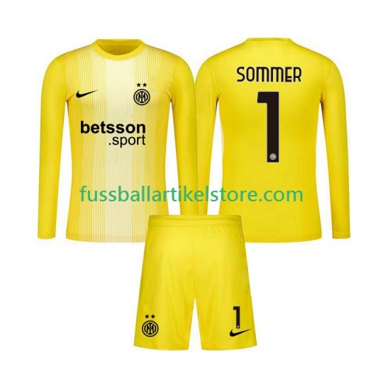 Inter Mailand Auswärtsausrüstung Torwart Yann Sommer 1 2025-2026 Kinder Set(Trikot und Hose) L/S