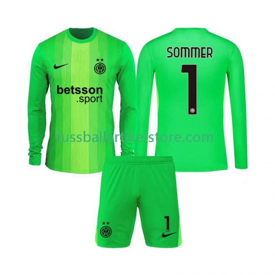 Inter Mailand Ausweichausrüstung Torwart Yann Sommer 1 2025-2026 Kinder Set(Trikot und Hose) L/S