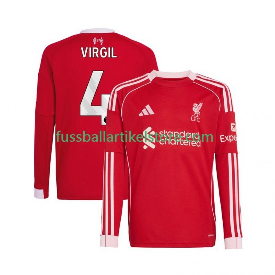 Liverpool Heimausrüstung Virgil van Dijk 4 2025-2026 Herren Trikot L/S