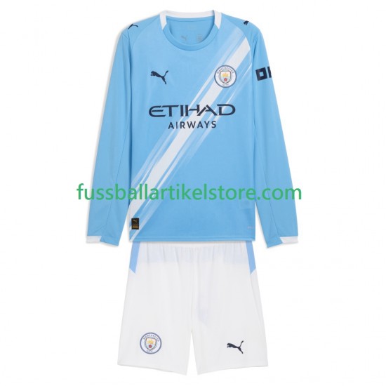 Manchester City Heimausrüstung 2025-2026 Kinder Set(Trikot und Hose) L/S