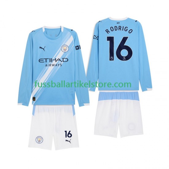 Manchester City Heimausrüstung Rodrigo Hernandez 16 2025-2026 Kinder Set(Trikot und Hose) L/S