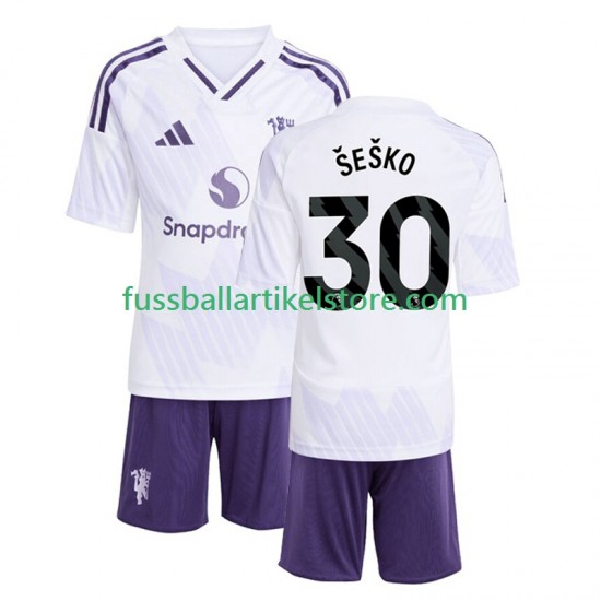 Manchester United Auswärtsausrüstung Benjamin Sesko 30 2025-2026 Kinder Set(Trikot und Hose) S/S