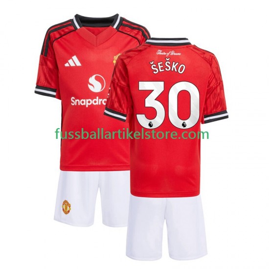 Manchester United Heimausrüstung Benjamin Sesko 30 2025-2026 Kinder Set(Trikot und Hose) S/S