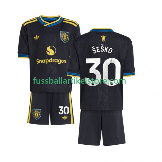 Manchester United Ausweichausrüstung Benjamin Sesko 30 2025-2026 Kinder Set(Trikot und Hose) S/S