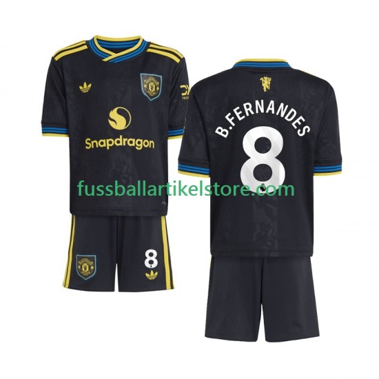Manchester United Ausweichausrüstung Bruno Fernandes 8 2025-2026 Kinder Set(Trikot und Hose) S/S